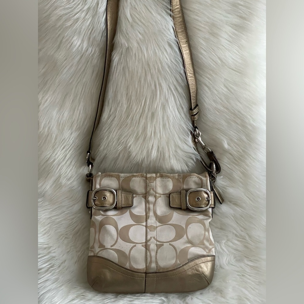 Coach Gold and Cream Crossbody Bag